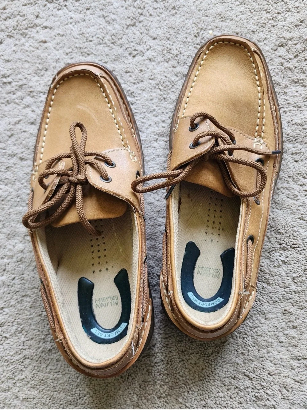 Nunn Bush Men’s Brown Leather Boat Shoes Deck Casual Lace Up Size 9.5